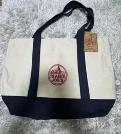 Trader Joe's トートバッグ アイボリー ネイビー　新品　タグ付き