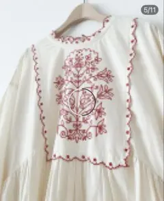 Mサイズ　配色刺繍ワンピース　サマンサモスモス　キナリ　タグ付