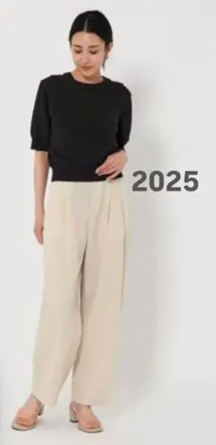 BEAUTY&YOUTH ポリエステルブレンド バックゴム タックワイドパンツ