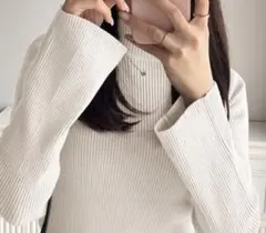 新品タグ付き　GRL リブ編みハイネックセーター アイボリーMサイズ#c