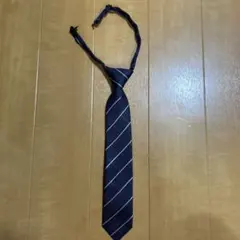 ネイビー チェック柄 子供用ネクタイ ジッパー式