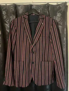ZARAストライプ　テーラードジャケット　二つボタン　極秘品　サイズ48 M