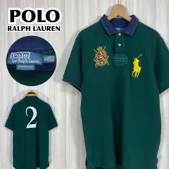 ☆希少☆ポロバイラルフ 半袖ラガー XL 深緑 ビッグポニー 背番号 鹿の子生地