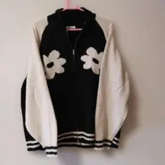 VEHEMENT.. フラワー柄ジップアップニット