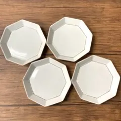 【美品】たち吉 Adam&Eve 八角皿 5枚セット 金縁 モダン デザート皿