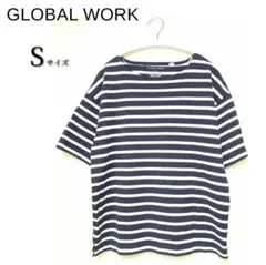 【グローバルワーク】半袖ボーダーTシャツ 青白 Sサイズ ネイビー 2515のサムネイル