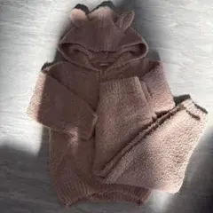 Petit main ベージュ フード付きセットアップ　M