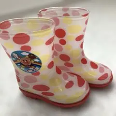 【美品】 アンパンマン 長靴 14.0 水玉 赤 ピンク 黄色 ドット柄