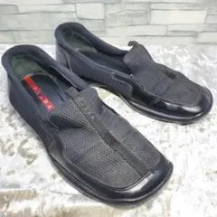 PRADA プラダスポーツ 23cm スリッポン レザー 黒 36 ロゴ