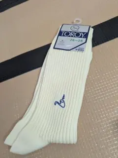 TOROY ソックス パイプ刺繍 リブ編み アイボリー