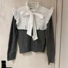 ZARA ザラ ＊ コントラストフリルリボンニットトップス セーター