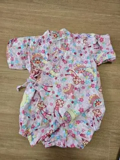 ピンク 花柄 甚平 80cm