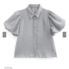 チェック柄シアーバルーンスリーブシャツ GRL ブルー