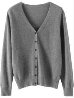 グレー Vネック カーディガン 長袖 2XL ☆ 大きいサイズ ☆