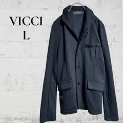 【VICCI】【L】カジュアルジャケット　襟付き　細見え　メンズ　ブラック