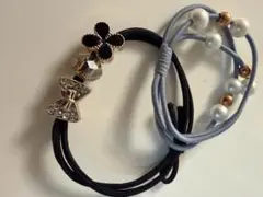 リボンとクローバーのヘアゴムセット