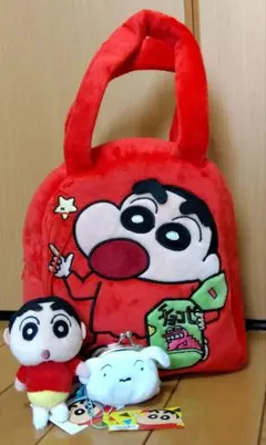 クレヨンしんちゃん　３点セット★フワフワバック　がま口　マスコットキーホルダー