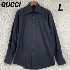 GUCCI 長袖 ストライプシャツ　コットン　ドレスシャツ　L ブラックのサムネイル