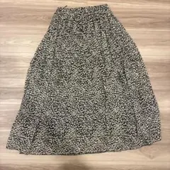 ロングスカート レオパード柄 プリーツロングスカート レディース