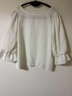 ホワイト フリル袖 五分袖シャツ COLZA Honeys 匿名配送