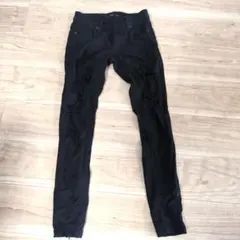 ダメージ加工スキニーフィットブラックデニム