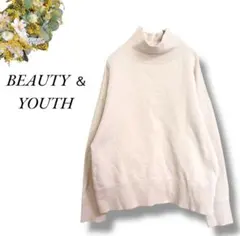 BEAUTY&YOUTHタートルネックスウェット アイボリー トレーナー4489