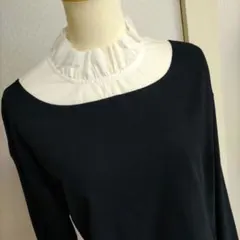 【C’ESTMOIJEU】首元フリル付き 黒長袖トップス　38