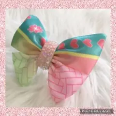 大きめ♪ キラキラ付き♡ 和柄　蝶々柄　リボン　ヘアゴム