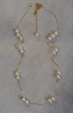 パール ゴールドチェーン ロングネックレス