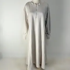 GeeRA 1枚で決まる！ハーフジップフレアワンピース L アイボリーベージュ