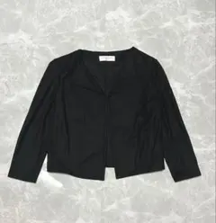 トゥモローランド ノーカラージャケット コットン100% ブラック 38 薄手