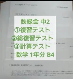 鉄緑会 中2数学復習テスト、総復習テスト、計算テスト1年分解答解説付B4 2026年最新】鉄緑会 数学 中2 復習テストの人気アイテム - メルカリ