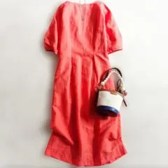 美品☆ボールジィ 麻 洗える パフスリーブワンピース ボリューム袖