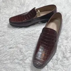 新品　未使用　リーガル　クロコ型押し　スリッポン　ローファー　ブラウン　26.5