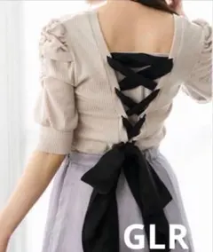 GRL♡バックレースアップリボンスクエアネックトップス M グレイル