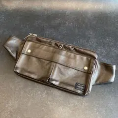 ポーター　PORTER　ウエストバッグ　ボディバッグ　レザー　日本製　ブラウン