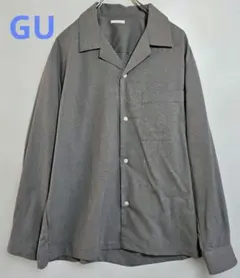 GU グレー オープンカラーシャツ Lサイズ ポリエステル レーヨン