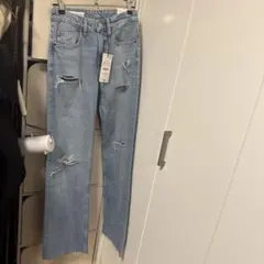 タグ付き新品未使用ライトブルーワイドレッグデニム 32