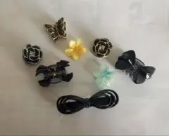 ド*ん様 ミニクリップ花とバタフライデザイン ヘアクリップ 8個セット