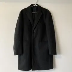 黒 ウール混紡 チェスターコート