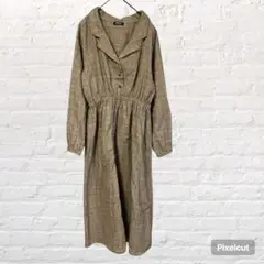 10597 MOUTHvalley マウスバレー チェックワンピース 茶色 M