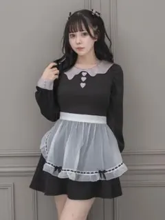 パルエルフィー リボン付きドットチュールティアードワンピース