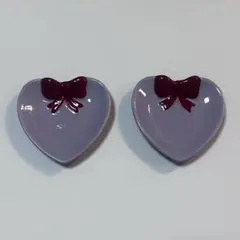 海外食器　ハート型皿 2個セット 薄紫色　豆皿　小物置き