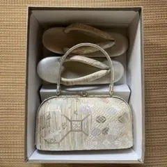 紗織 和装用バッグ 草履セット　白×パステル　日曜日タイムセール！のサムネイル