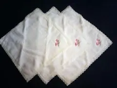 ホワイト刺繍ハンカチ3枚セット タオル地
