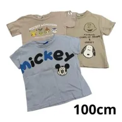 キャラクター　Tシャツ　3枚セット　100cm ミッキー　スヌーピー　ポケモン