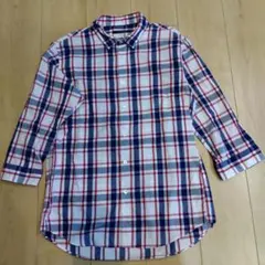 URBAN RESEARCH DOORS 7分 チェックシャツ　ブルー系