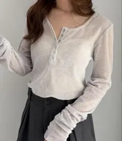 シアーベロアヘンリーネックロンT
