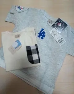 新品タグ付き◎プティマイン◎LAドジャースブロックチェックTシャツ【1枚】