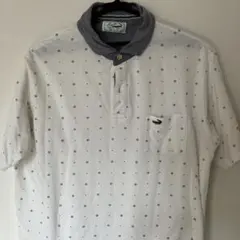 クロコダイル　ホワイト ドット柄 ポロシャツ